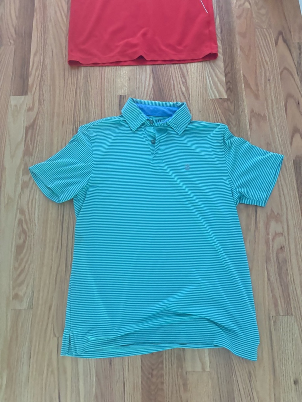 Izod Men's Aqua Narrow-Striped Polo